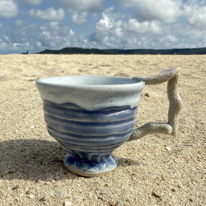 やちむん 枝さんごカップ 青