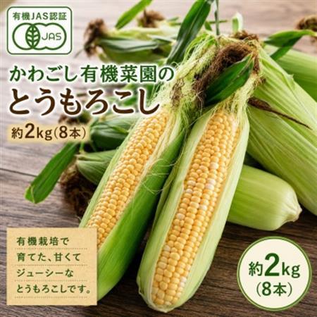 [2027年3月上旬より順次発送]有機JAS認証 かわごし有機菜園のとうもろこし 約2kg(8本)[配送不可地域:離島]