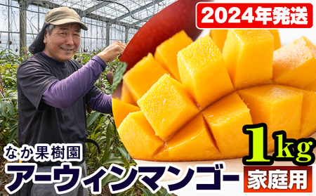 【2024年発送】なか果樹園　家庭用　アーウィンマンゴー1kg