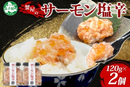 3112. サーモン塩辛 120g 2個 小分け サーモン 塩辛 鮭 さけ サケ いくら 漬け おつまみ アレンジ 海鮮 ご飯のお供 グルメ 冷凍 数量限定 送料無料 瓶 ギフト 贈り物 プレゼント 北海道 弟子屈町
