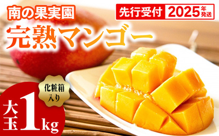 [化粧箱入][先行受付・2025年発送]南の果実園 完熟マンゴー 大玉1kg(2玉)[贈答用化粧箱入り]