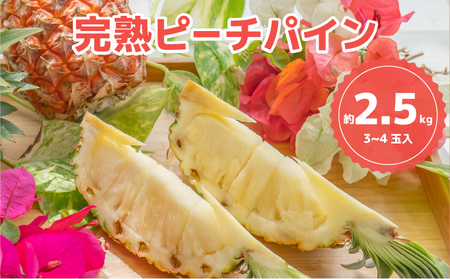 ☆新感覚の味わい☆桃のような芳醇な香りのする　『西表島産完熟ピーチパイン』 約2.5kg（3～4個入）