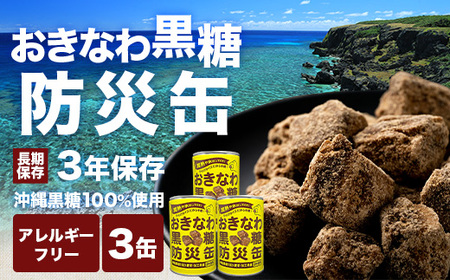 [沖縄黒糖100%]おきなわ防災黒糖缶 130g×3缶 3年保存 長期保存 非常食 備蓄食料 災害 防災 緊急時 完全無添加 ミネラル補給 | 沖縄 与那国 黒砂糖 純黒糖 OV-2
