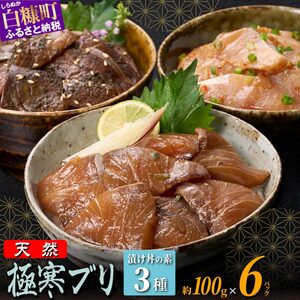 天然極寒ぶり 厳選3種漬け丼の素セット【600g】_A014-0956