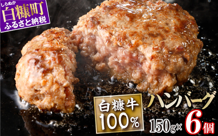 白糠牛100％ハンバーグ【150g×6個】合計900g_L010-1130