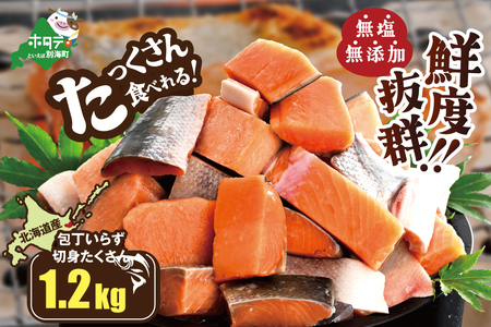 北海道産 カット秋鮭 約 1.2kg (600g×2) 天然 無塩 訳あり サイズ不揃い[KT0000020]