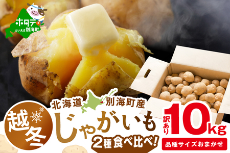 2026年3〜4月発送 北海道別海町産 越冬じゃがいも10kg(2種おまかせ) (きたあかり、ワセシロ、男爵、メークイーン、レッドムーン)