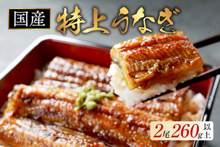 (6月発送)国産 特上うなぎ 2尾 合計 260g 以上