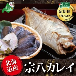 [定期便]北海道 産 一夜干し 宗八 カレイ 5枚 × 12ヵ月 [全 12回 ] ( かれい カレイ 宗八 宗八カレイ 一夜干し 干物 北海道 別海町 人気 ふるさと納税 )