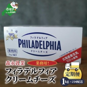 【定期便】【森永乳業】業務用 ！ クラフト フィラデルフィア クリームチーズ １ｋｇ × 2ヵ月【全2回】  （ ちーず チーズ クラフトフィラデルフィア クリームチーズ 業務用 北海道 別海町 人気 ふるさと納税 ）  