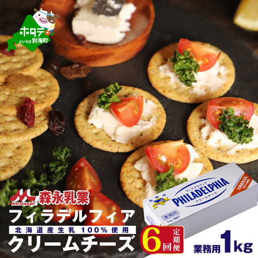   【定期便】【森永乳業】業務用！クラフト フィラデルフィア クリームチーズ 計6kg 1kg×6ヵ月【全6回】チーズ フィラデルフィア 北海道 別海町