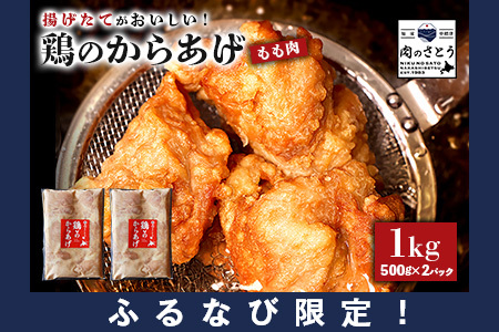 [ふるなび限定][揚げるタイプ]鶏のからあげ もも1.0kg(500g×2パック)[35184]