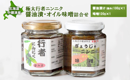 北海道中標津産 行者ニンニク醤油漬×1個・オイル味噌×1個セット[20016]
