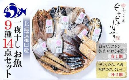 一夜干し お魚9種14点セット  ほっけ開き そい 鱈 秋鮭 さば いわし カレイ ハッカク ニシン 北海道 知床 羅臼町 生産者 支援 応援