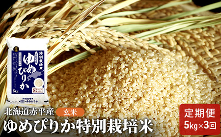 玄米 北海道赤平産 ゆめぴりか 5kg 特別栽培米 [3回お届け] 米 北海道 定期便