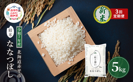 定期便3回 連続 お届け 令和7年産 北海道 赤平産 ななつぼし 5kg 白米 精米 米 北海道 ごはん ご飯 ライス おにぎり 定期便 定期 お楽しみ 3回