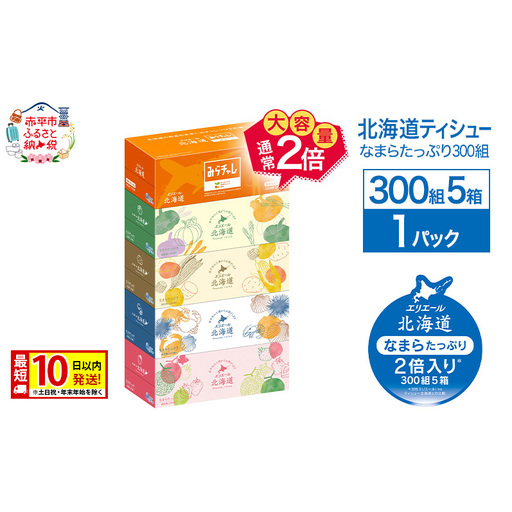 エリエール 北海道ティシュー 300組 5箱×1パック なまらたっぷり 大容量 最短 10日以内 最短配送 ボックスティシュー 箱ティッシュ まとめ買い ペーパー 紙 防災 常備品 消耗品 備蓄 日用品 生活必需品 北海道 赤平市