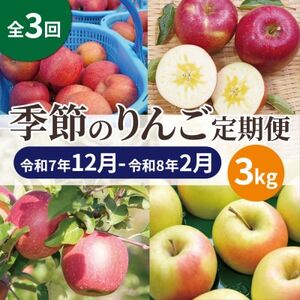 [発送月固定定期便][25年12月〜26年2月]青森りんご 訳あり 品種おまかせ 3kg全3回_果物・フルーツ りんご リンゴ 林檎 定期便 定期便 _[配送不可地域:離島・沖縄県]