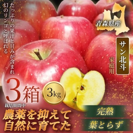 【青森直送 季節の味覚をお届け!】サン北斗(幻のサン北斗)3kg×3箱(家庭用)青森産 産地直送【配送不可地域：離島】【1700965】