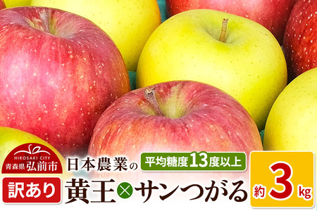 りんご [先行受付]平均糖度13度以上! 黄王×サンつがる 約3kg 訳あり
