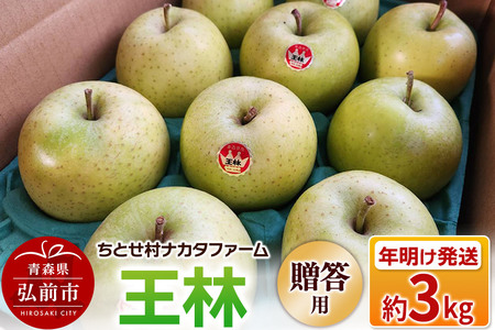 [26年1月〜発送]りんご 王林 約3kg 贈答用 ちとせ村