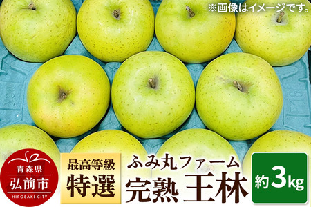 [25年12月発送]りんご ふみ丸ファーム 最高等級「特選」完熟 王林 約3kg 青森 弘前 林檎 リンゴ 黄色