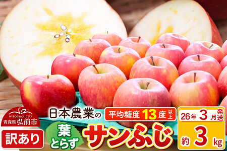 [26年3月発送]りんご 平均糖度13度以上! 葉とらずサンふじ 約3kg 訳あり 青森 果物 フルーツ 林檎 リンゴ くだもの 不揃い 規格外