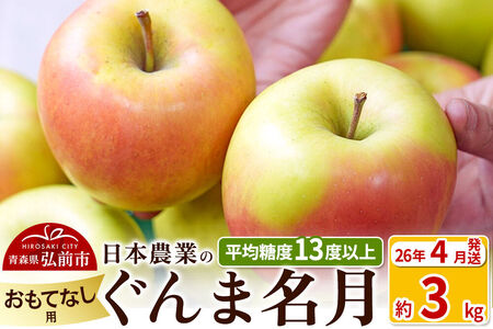 [26年4月クール便発送]りんご 平均糖度13度以上!ぐんま名月 約3kg おもてなし用[CA貯蔵]クール便 青森 果物 フルーツ 林檎 リンゴ くだもの