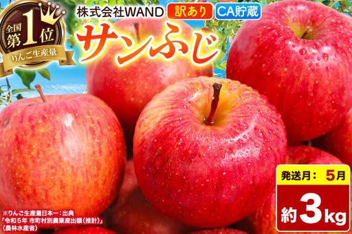 [26年5月クール便発送] りんご サンふじ 3kg 箱 家庭用 訳あり [CA貯蔵] 青森県産