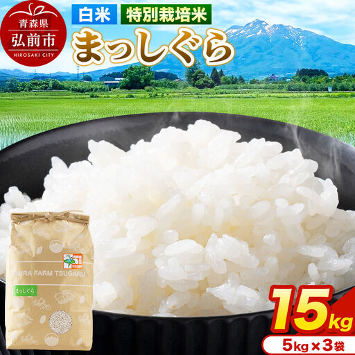 米【特別栽培米】まっしぐら 白米 15kg（5kg×3袋）令和7年産 青森県弘前市産