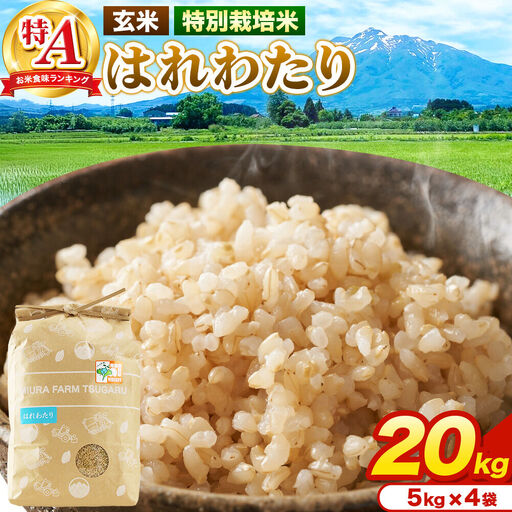 米【特別栽培米】はれわたり 玄米 20kg（5kg×4袋）令和7年産 特A 青森県弘前市産