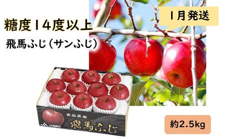 りんご [ 1月発送 ] 糖度14度以上 「 飛馬ふじ 」( サンふじ )約 2.5kg [ 弘前市産 青森りんご ] 果物類 林檎 リンゴ