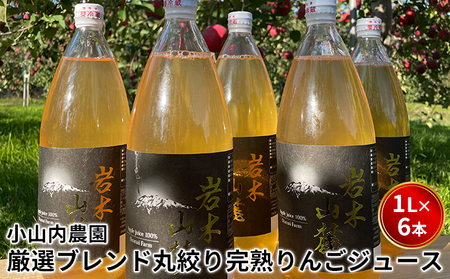 小山内農園 厳選 ブレンド 丸絞り 完熟 りんごジュース 1L ×6本 [ 弘前市産 青森りんご 果汁飲料 フルーツ アップルジュース ふじ ジョナゴールド 王林 ]