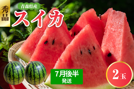  スイカ　大玉 2玉【2026年7月後半発送】 青森県産 秀品 先行受付