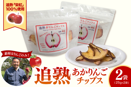 中まで赤〜いりんごチップス 25g×2袋 ノンフライ[追熟チップス] 追熟栄紅 青森県五所川原市 おやつ ドライフルーツ