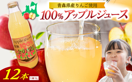 青森県産完熟100%りんごジュース 1L×12本 (6本×2箱) 品種ブレンド りんごジュース