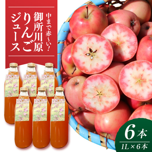 御所川原りんごジュース (1Ｌ×6本) / ストレート果汁100% 果肉まで赤～いりんご「御所川原」使用 りんごジュース