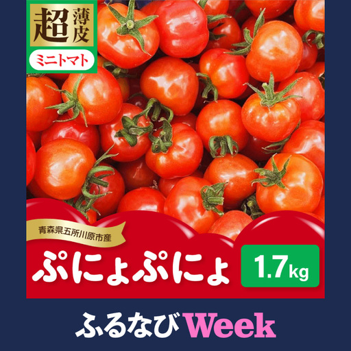 【ふるなびWEEK対象】ミニトマト　超薄皮約1.7kg【2026先行受付】7～9月ミニトマト