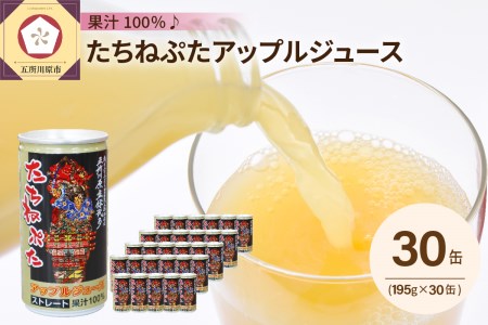 りんごジュース　ストレート100％ねぶた缶30本入り立佞武多りんごジュース