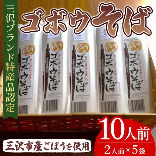 ゴボウそば(2人前×5袋セット) 蕎麦 麺 ごぼう 乾麺 [三沢市商工会女性部][ms21-01]