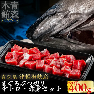 津軽海峡産マグロ 中トロブツ切・赤身ブツ切セット 各200g