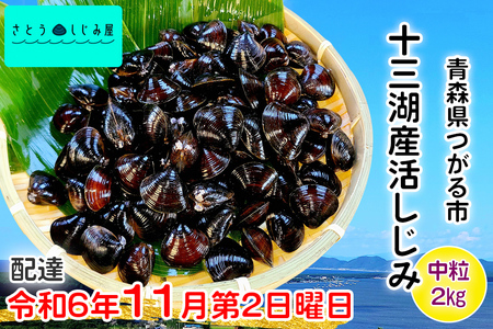 [令和6年11月第2日曜日配達] さとうしじみ屋の十三湖産活しじみ(中粒2kg)[冷蔵]|十三湖産 青森 津軽 つがる しじみ みそ汁 味噌汁 しじみ汁 活しじみ 冷蔵 [0584]