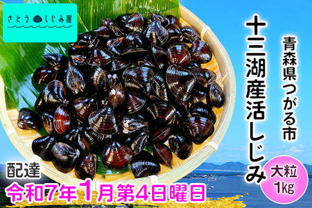 [令和7年1月第4日曜日配達] さとうしじみ屋の十三湖産活しじみ(大粒1kg)[冷蔵]|十三湖産 青森 津軽 つがる しじみ みそ汁 味噌汁 しじみ汁 活しじみ 冷蔵 [0599]