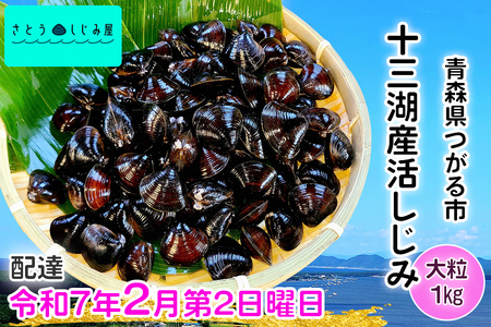 [令和7年2月第2日曜日配達] さとうしじみ屋の十三湖産活しじみ(大粒1kg)[冷蔵]|十三湖産 青森 津軽 つがる しじみ みそ汁 味噌汁 しじみ汁 活しじみ 冷蔵 [0600]