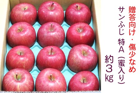 [贈答向け・傷少なめ] サンふじ りんご 特A(蜜入り) 約3kg(12玉)|青森産 つがる 津軽 リンゴ 林檎 果物 フルーツ サンフジ 2024年 令和6年 [0719]