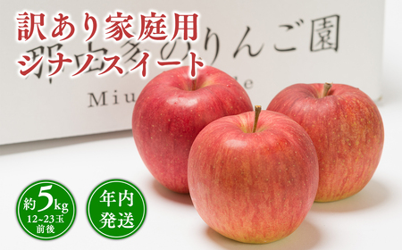年内発送 [訳あり]家庭用 シナノスイート 約5kg[那由多のりんご園・平川市産]りんご リンゴ 林檎 りんご 青森 平川市産