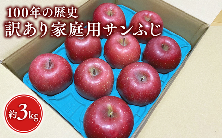 12月発送 100年の歴史 訳あり 家庭用サンふじ 約3kg[田中農園・青森県平川市産・青森りんご][hi-0039-006]