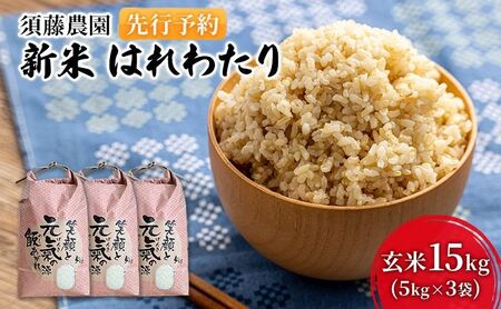 先行予約 新米 令和7年産 玄米 はれわたり 15kg (5kg×3袋) 米 こめ お米 おこめ コメ ご飯 ごはん 令和7年 須藤農園 青森 青森県 