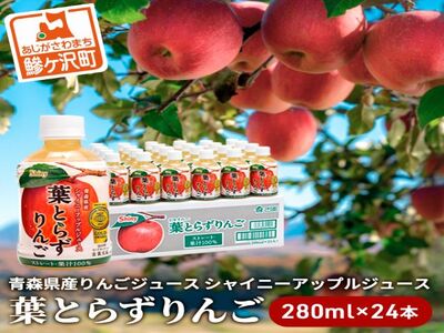 青森県産りんごジュース　シャイニーアップルジュース　葉とらずりんご 280ml×24本