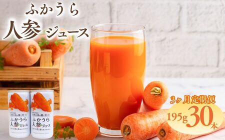 3カ月定期便 ふかうら 人参 ジュース 195g 30本 [fu-0009-003]